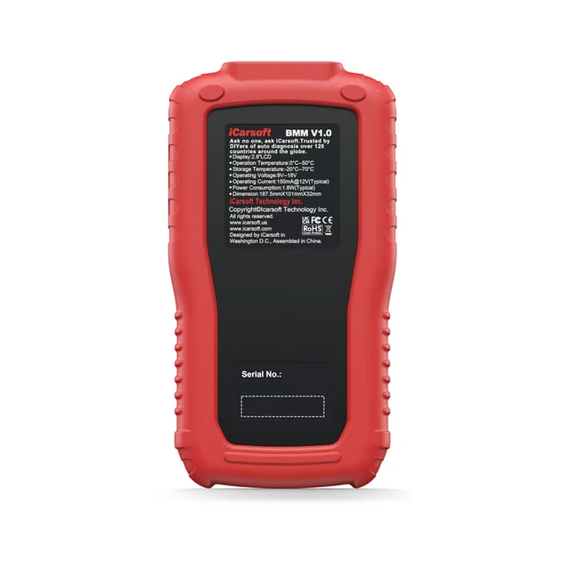 iCarsoft BMM V1.0 rear view