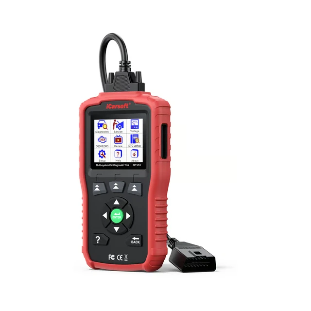 iCarsoft CP V1.0 connected to OBD diagnostic cable