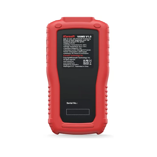 iCarsoft VAWS V1.0 rear view