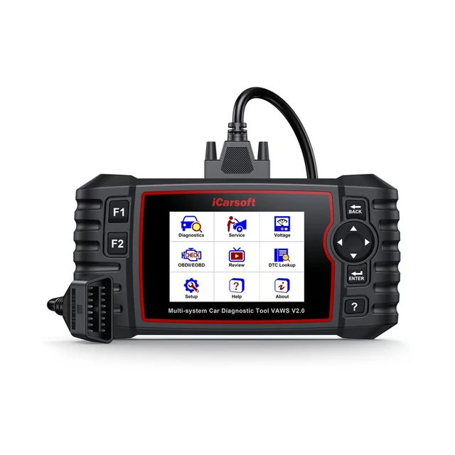 iCarsoft VAWS V2.0 connected to OBD diagnostic cable